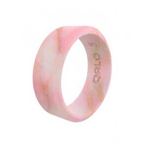 NEW QALO women's silicone modern rouge ring in metallic marble